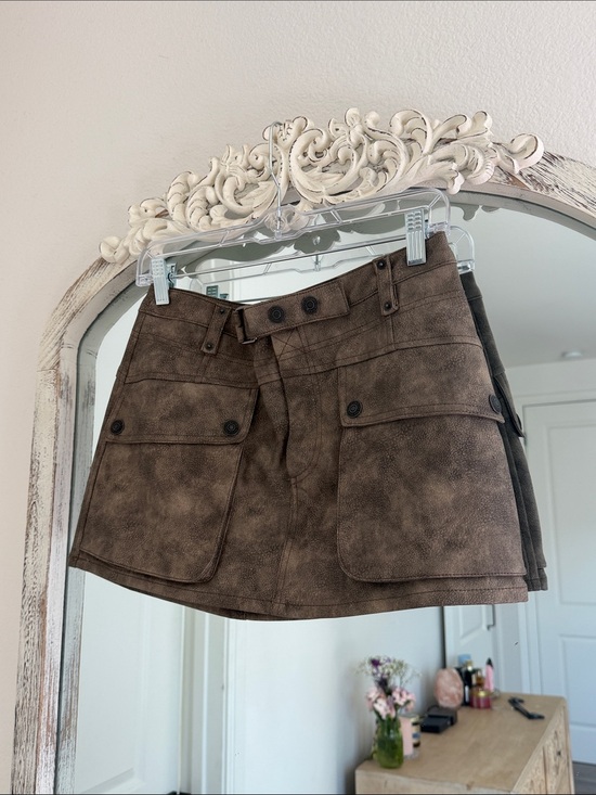 Free People Dresses & Skirts - Free People- Brown Faux Suede Mini Skirt